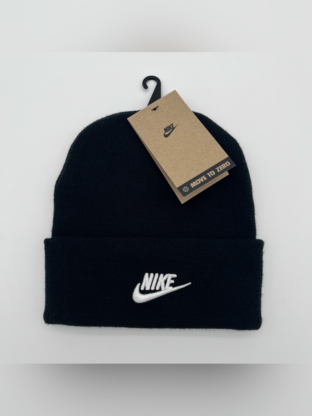 NWT Kids Nike Black Beanie with White Swoosh Embroidery